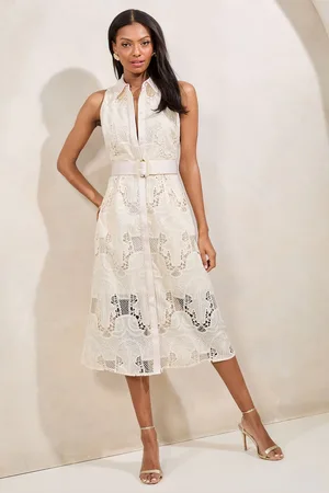 Lipsy London Premium Lace Belted Sleeveless Shirt Dress42