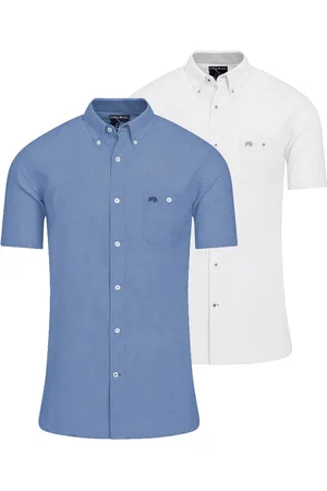 Raging Bull Blue Classic Short Sleeve Linen Shirt 2 PackMedium