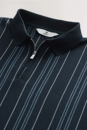 Next Vertical Stripe Quarter Zip Polo ShirtSmall