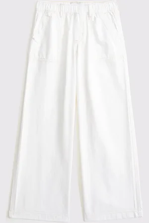 Abercrombie & Fitch Blue High Rise Pull On Wide Leg 100% Cotton Trousers122128cm