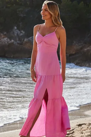 Sosandar Linen Rich Tiered Hem Maxi Dress44