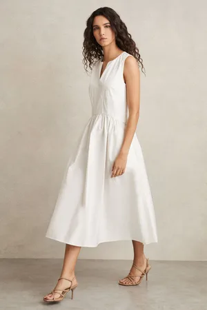 Reiss Liza Cotton Corset Midi Dress40