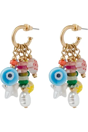 Bibi Bijoux Gold Tone Multi Beaded Hoop Earringseen