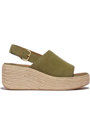 FitFlop Platfforms Espadrille Suede Wedge B/strap Green Sandalseu42