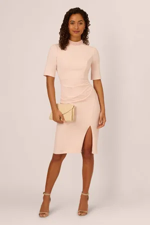 Adrianna Papell Pink Embellished Crepe Short Dress42