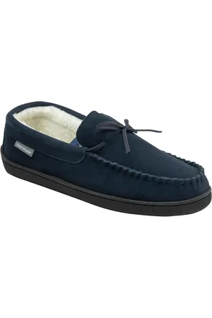 Dunlop Mens Faux Fur Lined Leather Moccasin Slippersuk12eu47