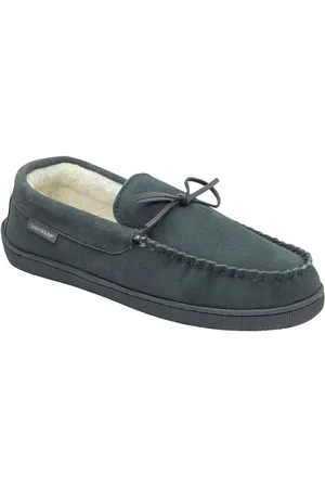 Dunlop Mens Faux Fur Lined Leather Moccasin Slippersuk10eu44