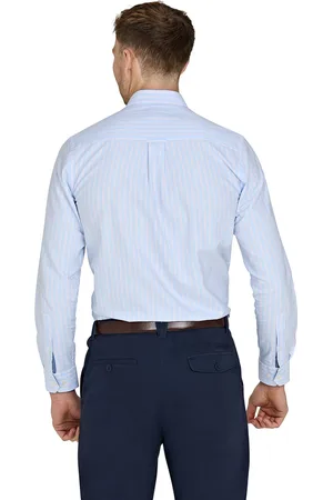 Raging Bull Blue Long Sleeve Oxford Stripe 100% Cotton ShirtMedium