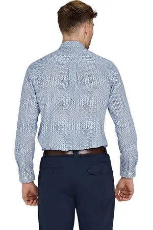 Raging Bull Long Sleeve Pentagon Pattern 100% Cotton Poplin White Shirt6X-Large