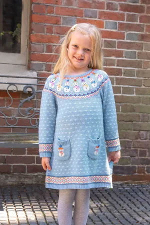 JoJo Maman Bébé Gebreide jurk met sneeuwpop en Fairisle-patroon1.5