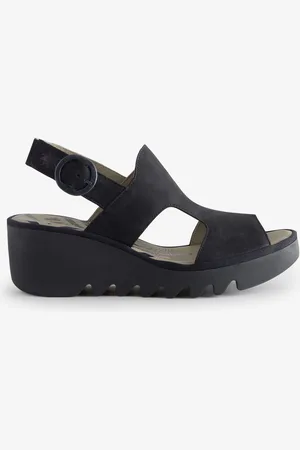 Fly London Baif Ankle Strap Wedge Black Sandalseu39