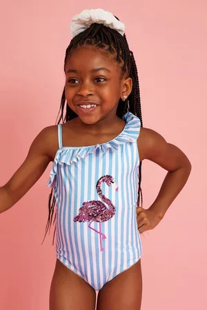 Accessorize Girls Flamingo Embellished Swimsuit122128cm