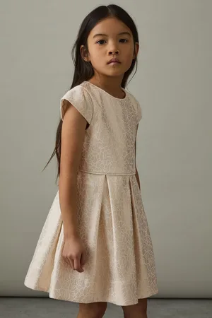 Reiss Nia Brocade Cap-Sleeve Pleated Dress116122cm