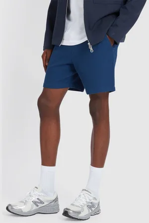 Farah Blue 100% Organic Cotton Redwald Waffle Shorts in Cold MetalMedium