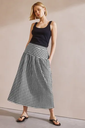 Albaray Gingham Black Skirt40
