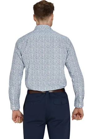Raging Bull Blue Long Sleeve Floral Print 100% Cotton Poplin Shirt2X-Large