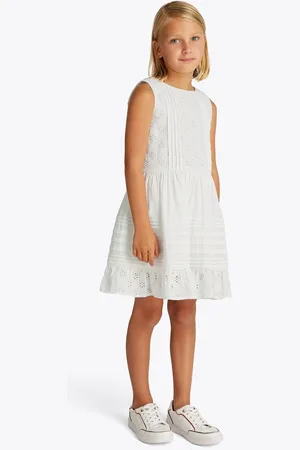 Tommy Hilfiger Embroidered Cotton Sleeveless Flare 100% Cotton Dress140146cm