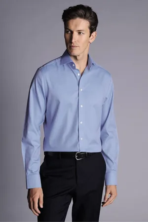 Charles Tyrwhitt Cornflower Non-iron Twill Cutaway Slim Fit 100% Cotton Shirt41 cm R (UK 16 R)