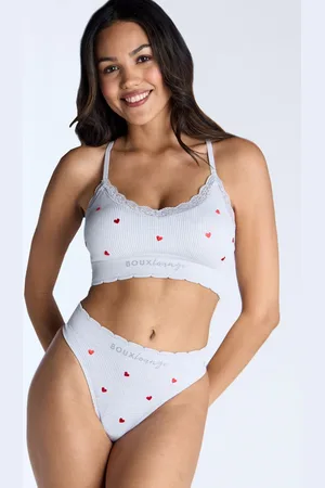 Boux Avenue Floral Embroidered Bralette And Thongs Setmedium