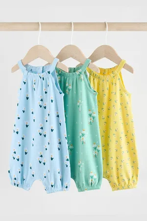 Next Baby Strappy 100% Cotton Rompers 3 Pack6874cm
