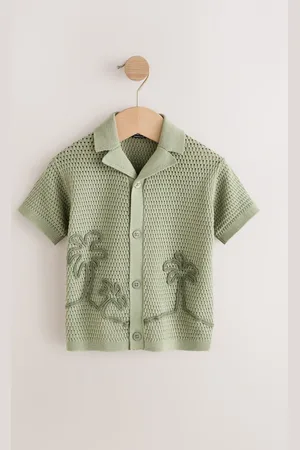 Next 100% Cotton Textured Revere Collar Short Sleeve Knitted Polo Shirt (3mths-7yrs)98104cm