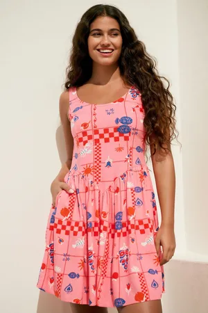 Next Sleeveless Scoop Neck Waisted Mini Dress with Linen38