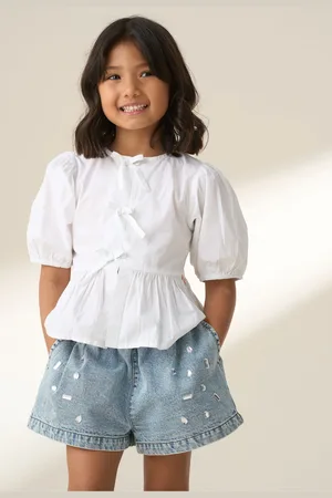 Angel & Rocket Rochelle Denim Peplum Bow 100% Cotton Top140146cm