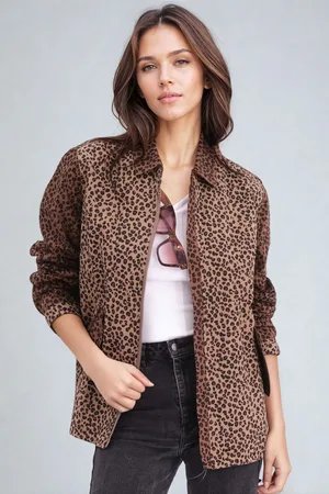 Religion Maeva Shirt In Mixed Leopard Print And Zip Fastening40