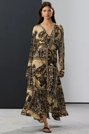 Next Long Sleeve Tie Waist Asymetric Midi Dress42
