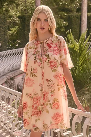 Lipsy London Cape Sleeve Chiffon Mini Shift Dress34