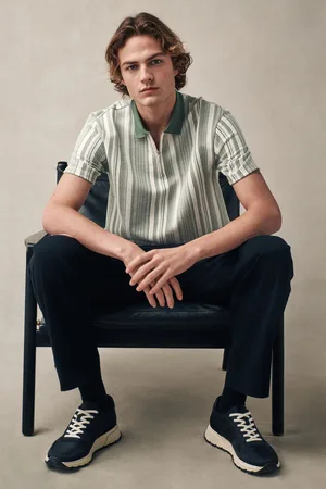 Next Vertical Stripe Quarter Zip Polo ShirtSmall
