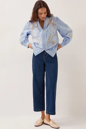 Monsoon Emelie Lace Stripe 100% Cotton ShirtLarge