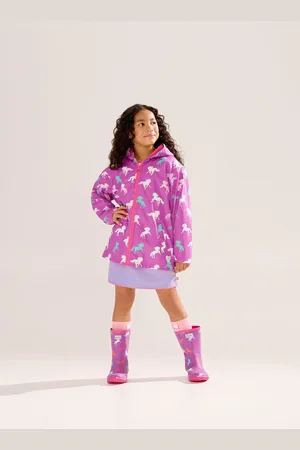 Hatley Purple Leaping Horses Zip Up Rain Jacket110116cm