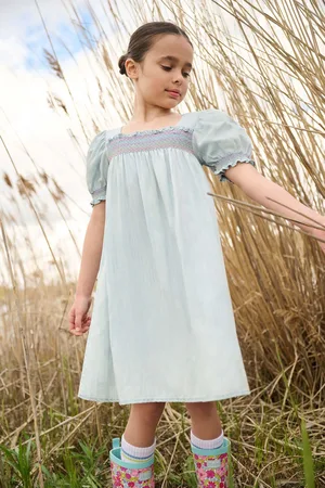 Hatley Soft Blue Denim Puff Sleeve Smocked Dress152158cm