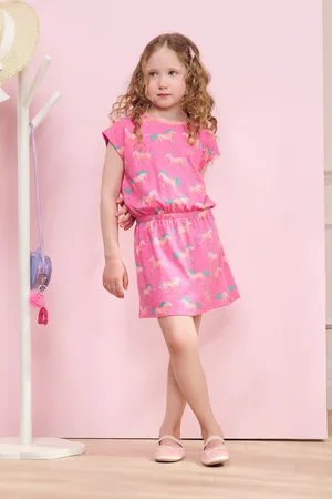 Hatley Pink Summer 100% Cotton Horses Relaxed Dress140146cm