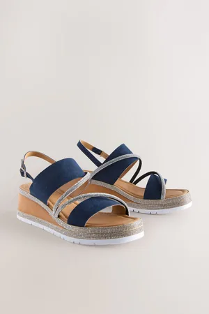 Next Forever Comfort Leather Bling Detail Slingback Sports Wedge Shoes3.5 EU 36