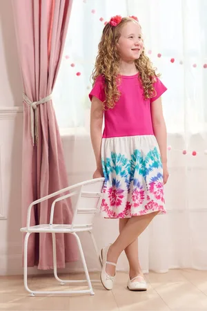 Hatley Pink Sunburst Mixed Fabric Dress104110cm