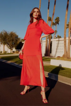 Friends Like These Short Puff Sleeve Chiffon Maxi Dress40