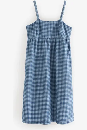 Next 100% Cotton Gingham Strappy Maxi Dress44