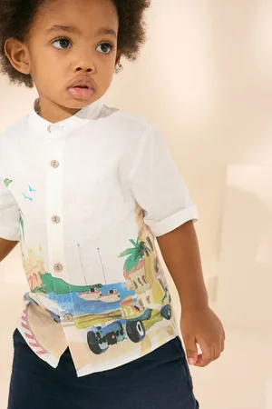 Next Short Sleeves Grandad Collar Printed Shirt (3mths-7yrs)6268cm