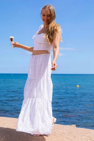 South Beach Broderie 100% Cotton Midi Skirt40