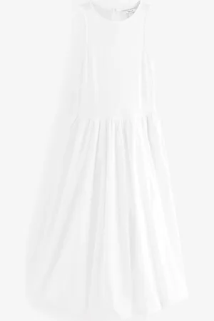 Next Sleeveless Racer Puffball 100% Cotton Midi Dress46tall