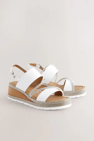 Next Forever Comfort Leather Bling Detail Slingback Sports Wedge Shoes4 EU 37