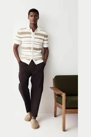 Next Relaxed fit katoenrijk gestreept gehaakt en gebreid overhemd met korte mouwenX-Small
