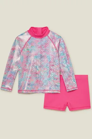 Accessorize Girls Mermaid Rash Vest Swim Set122128cm