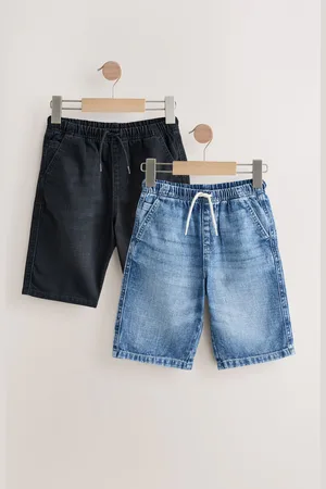 Next Bermuda denim 100% katoenen shorts met elastische taille verpakking van 2 (3