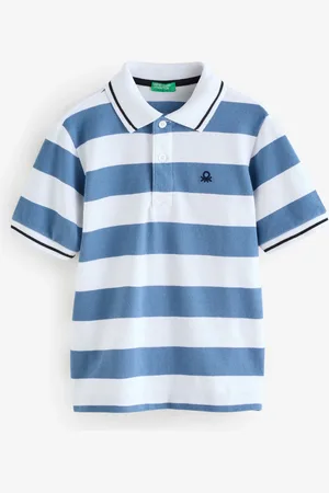 Benetton Boys Pique Stripe 100% Cotton Polo Shirt128134cm