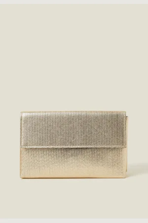 Accessorize Metallic Fold-Over Clutch Bageen