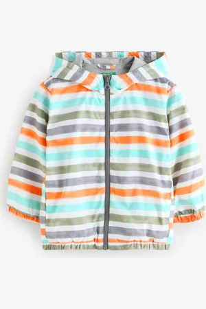 Benetton Boys Striped Zip White Jacket9298cm