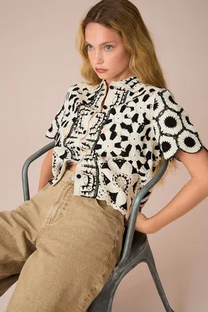 Next 100% Cotton Floral Crochet ShirtXS Reg